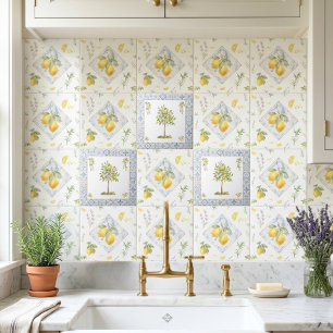 Italian Heritage Riviera Watercolor Lemon Tree Tile