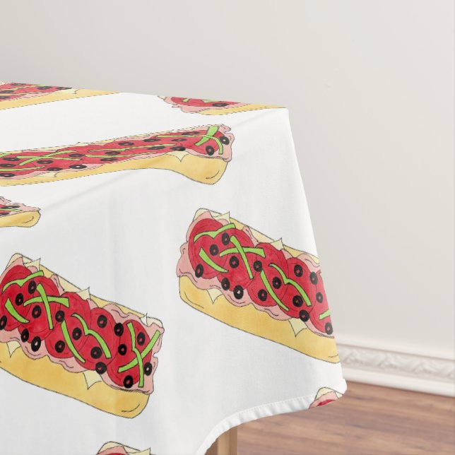 Italian Hoagie Submarine Sandwich Sub Shop Tablecloth (In Situ)