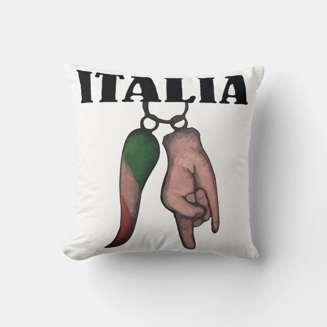 ITALIAN HORN PILLOW WITH EVIL EYE, CORNO (Front)