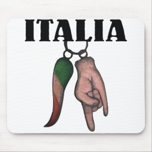 ITALIAN HORN  WITH EVIL EYE, CORNO MOUSE MAT