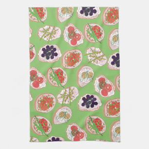 Italian Hors d’œuvres Canape Pattern Tea Towel