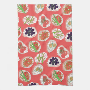 Italian Hors d’œuvres Canape Pattern Tea Towel