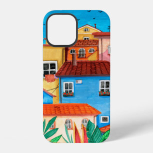 Italian houses. Gouache hand drawn iPhone 12 Case