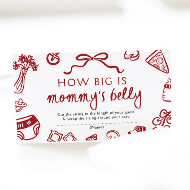 Italian How Big is Mummy's Belly Baby Shower Game Enclosure Card (Italian Hand Drawn How Big is Mommy's Belly Baby Shower Game Game Ticket)