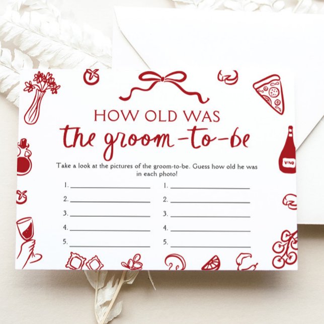 Italian How Old Was The Groom Bridal Shower Game Invitation (Italian How Old Was The Groom Bridal Shower Game)