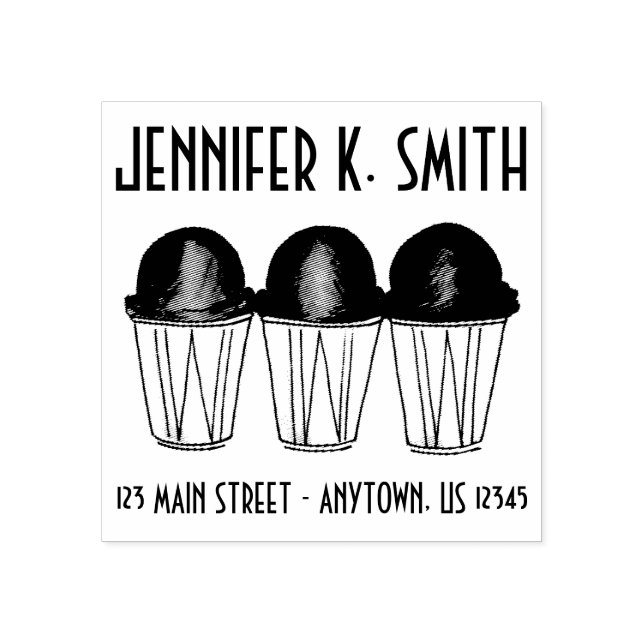 Italian Ice Snowball Sno Cone Summertime Address Rubber Stamp (Imprint)