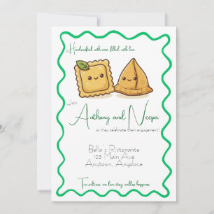 Italian Indian Ravioli Samosa Food Engagement Invitation