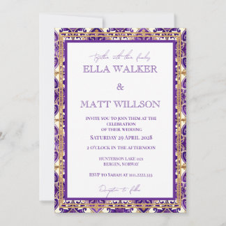 Italian Inspired Purple Spring Wedding Tiles Invitation