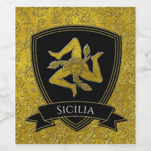 Italian Inspired Trinacria and Shield Wine Label