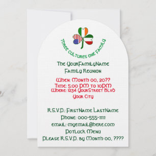 Italian Irish American Shamrock Family Reunion Invitation