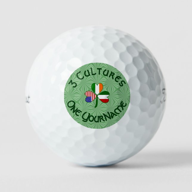 Italian Irish American Shamrock Flag Personalised  Golf Balls (Front)