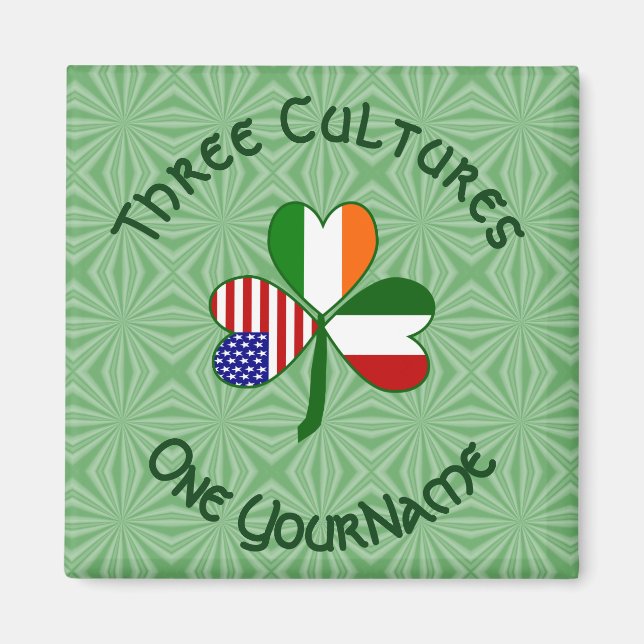 Italian Irish American Shamrock Flag Personalised  Magnet (Front)
