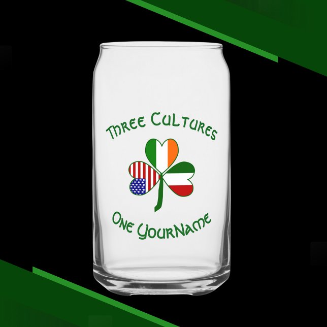 Italian Irish American Shamrock Personalised Can Glass (Creator Uploaded)