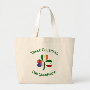 Italian Irish American Shamrock Personalised Large Tote Bag