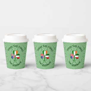 Italian Irish American Shamrock Personalised Text Paper Cups