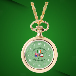 Italian Irish American Shamrock Personalized Watch