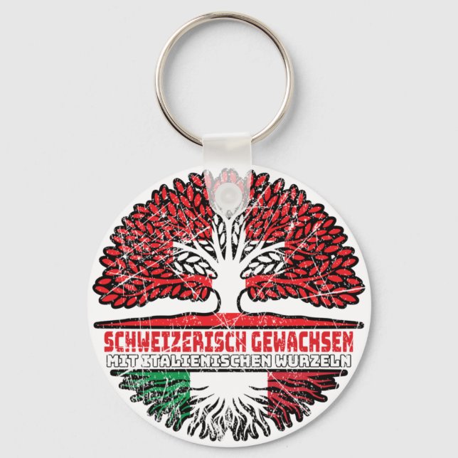 Italian Italienisch Schweizer Schweiz Baum Wurzel Key Ring (Front)
