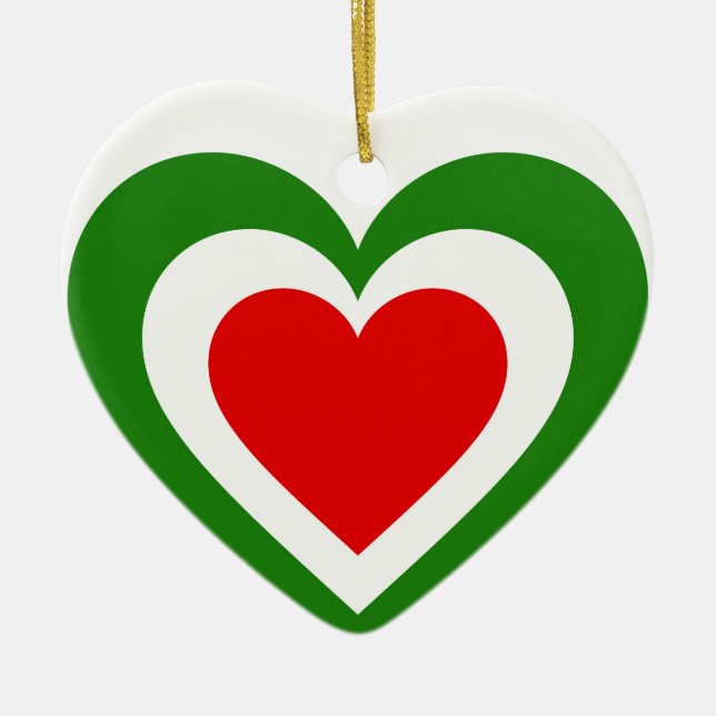 Italian Italy Flag Heart Ceramic Tree Decoration (Front)