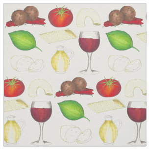 Italian Italy Food Wine Meatballs Pasta Cheese Fabric