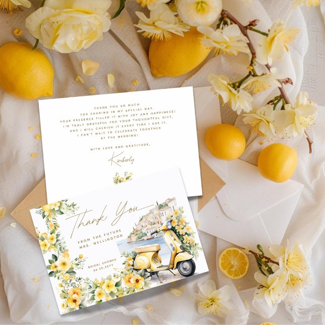 Italian Italy Positano Amalfi Vespa Bridal Shower Thank You Card (Creator Uploaded)