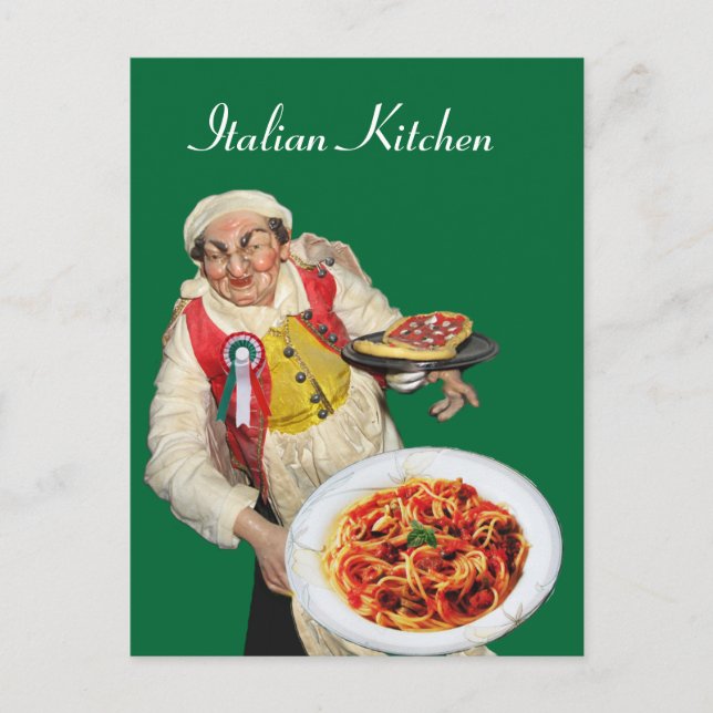 ITALIAN KITCHEN Green Recipe Postcard (Front)