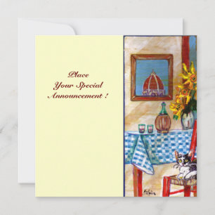 ITALIAN KITCHEN IN FLORENCE, Red Blue Invitation