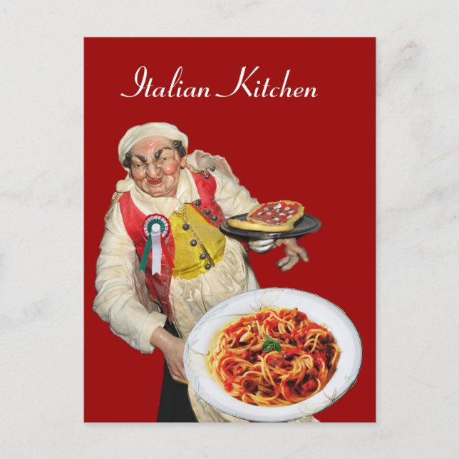 ITALIAN KITCHEN Red Recipe Postcard (Front)