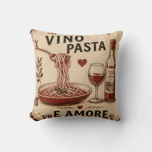Italian Kitchen Rustic Wine & Pasta Farmhouse Cushion