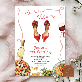 Italian La Dolce Vita Adult Woman Birthday  Invitation