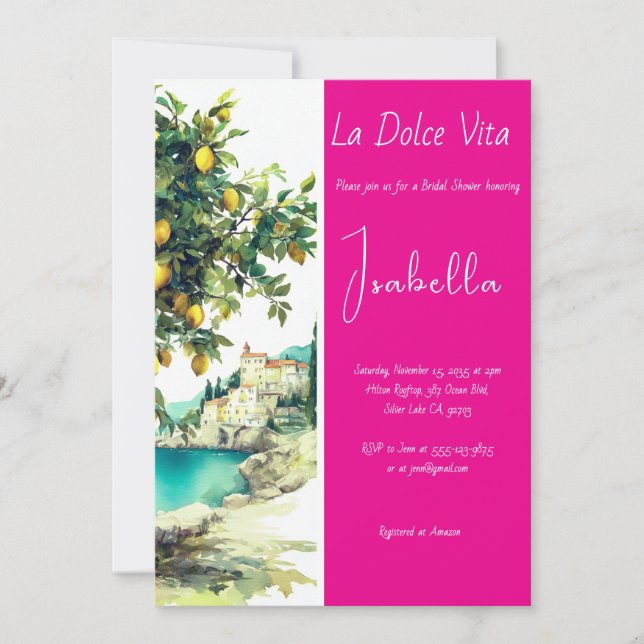 Italian La Dolce Vita Bridal Shower Invitation (Front)