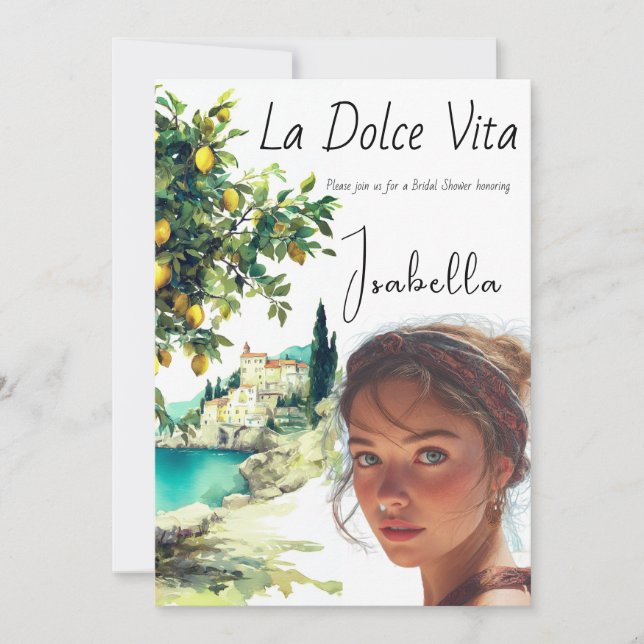Italian La Dolce Vita Bridal Shower Invitation (Front)