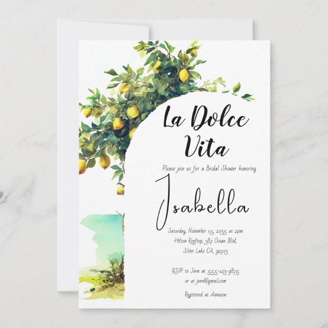 Italian La Dolce Vita Bridal Shower Invitation (Front)