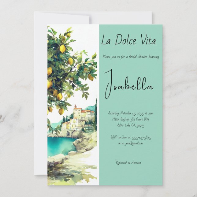 Italian La Dolce Vita Bridal Shower Invitation (Front)