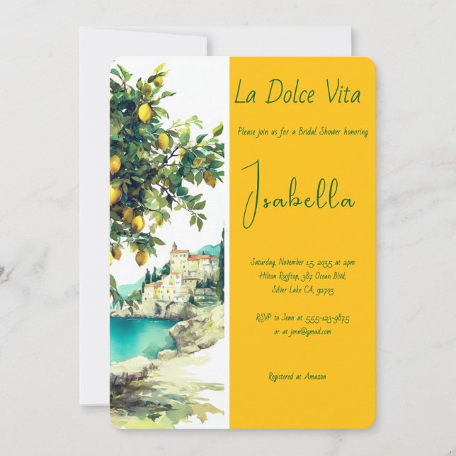 Italian La Dolce Vita Bridal Shower Invitation (Front)