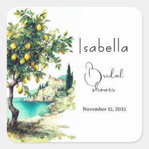 Italian La Dolce Vita Bridal Shower Square Sticker