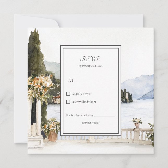 Italian Lake Como Italy Wedding RSVP Card (Front)