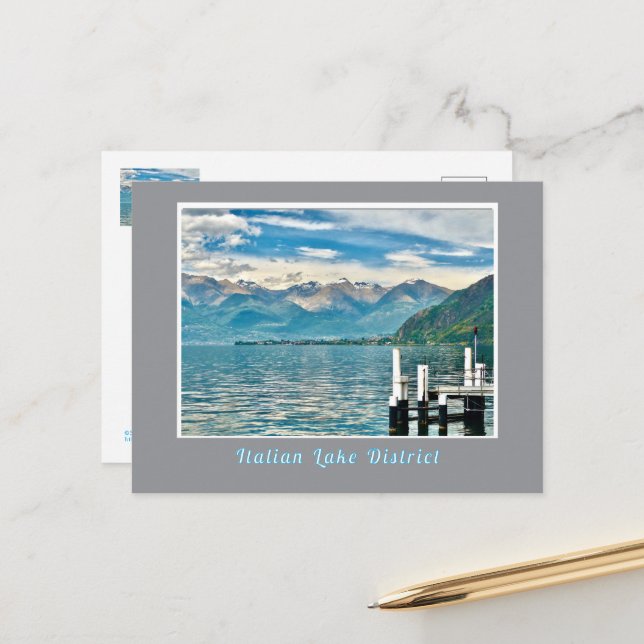 Italian Lake District/Lake And Mountains Postcard (Front/Back In Situ)