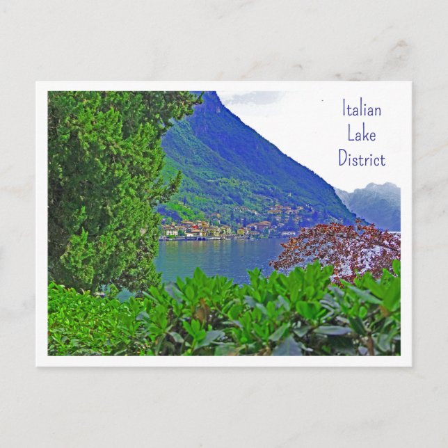  Italian Lake District, Village Seen Across Lake Postcard (Front)