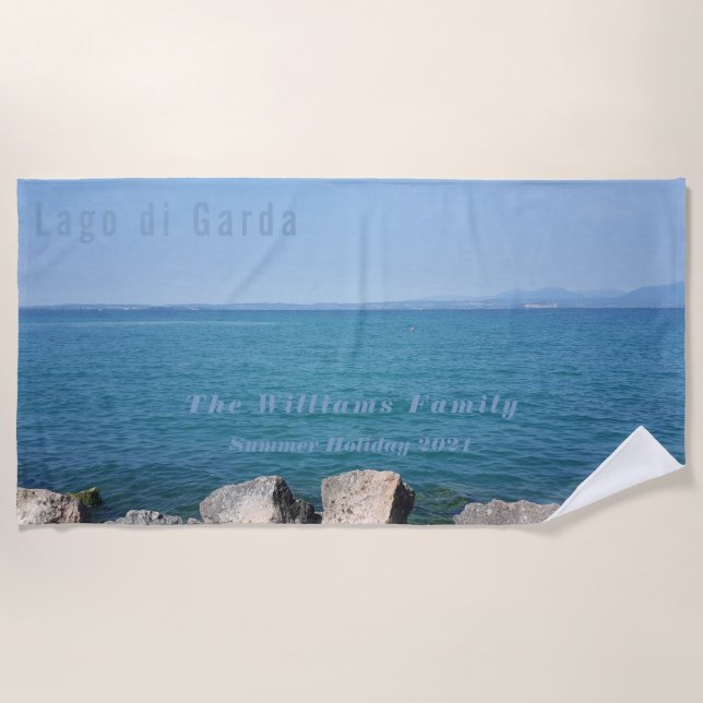Italian Lake Lago di Garda Vacation Photography Beach Towel (Front)
