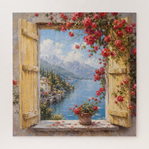 Italian Lake Window View Jigsaw Puzzle