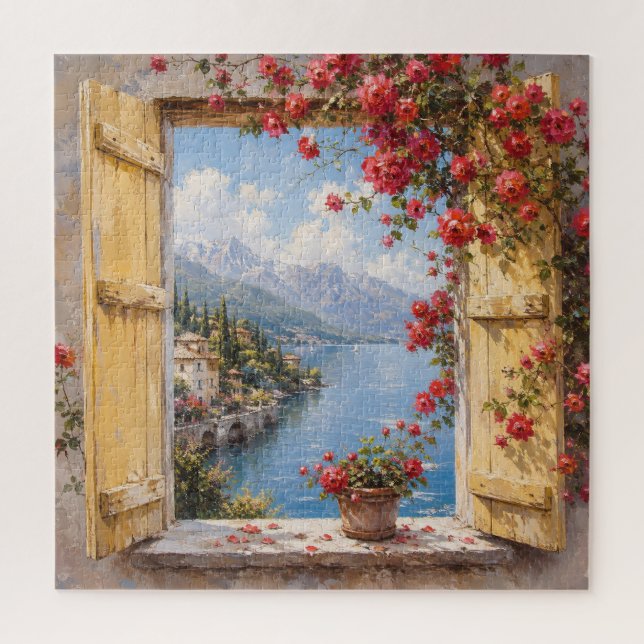 Italian Lake Window View Jigsaw Puzzle (Vertical)