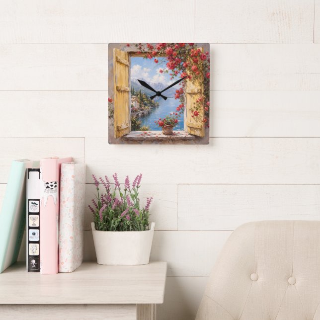 Italian Lake Window Wall Clock (Reading Room)