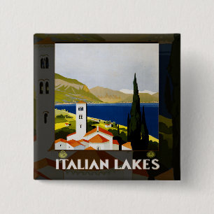 Italian Lakes Vintage Travel Italy 15 Cm Square Badge