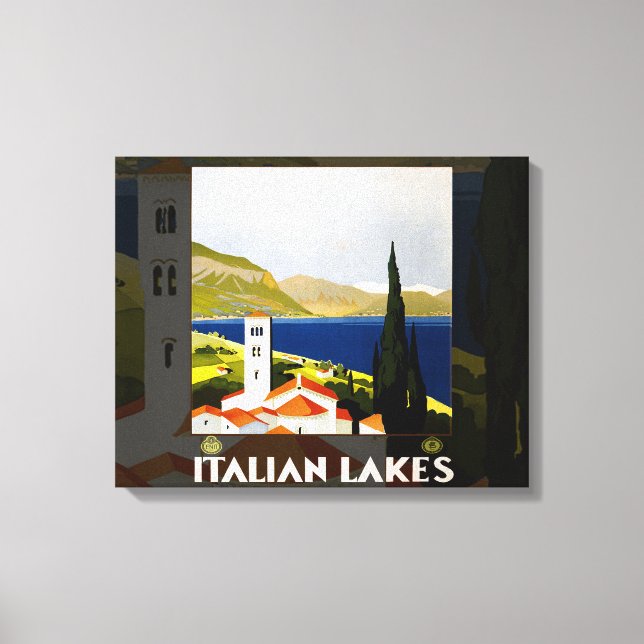 Italian Lakes Vintage Travel Italy Canvas Print (Front)