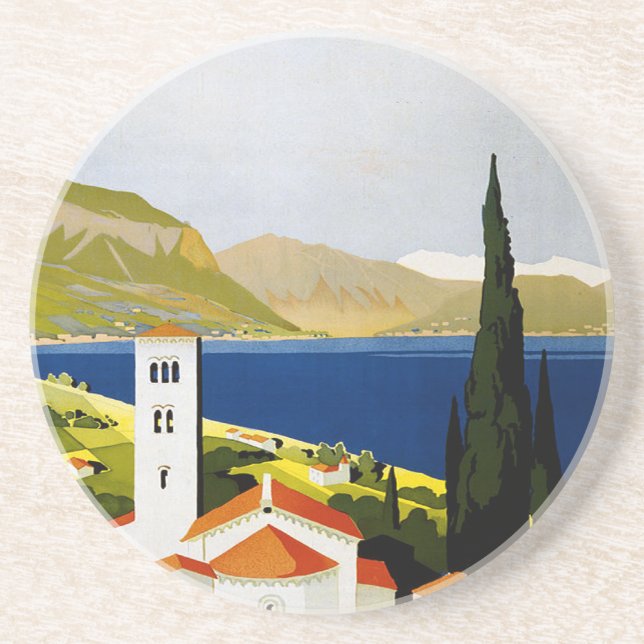 Italian Lakes Vintage Travel Italy Coaster (Front)