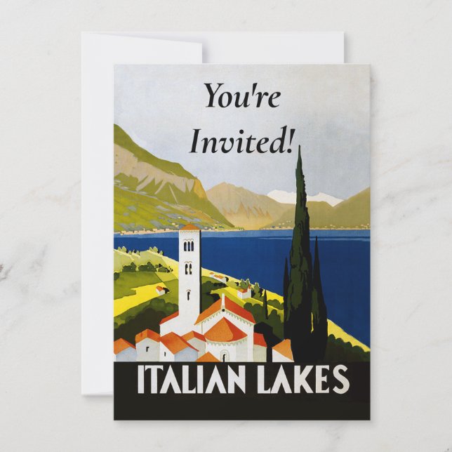 Italian Lakes Vintage Travel Italy Invitation (Front)