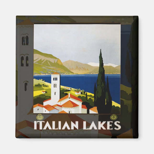 Italian Lakes Vintage Travel Italy Magnet (Front)