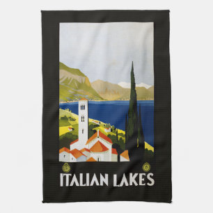 Italian Lakes Vintage Travel Italy Tea Towel