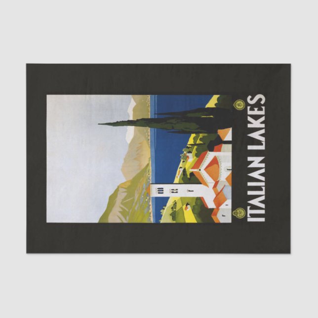 Italian Lakes Vintage Travel Italy Tissue Paper (Front)