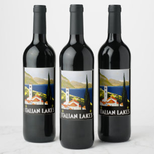Italian Lakes Vintage Travel Italy Wine Label